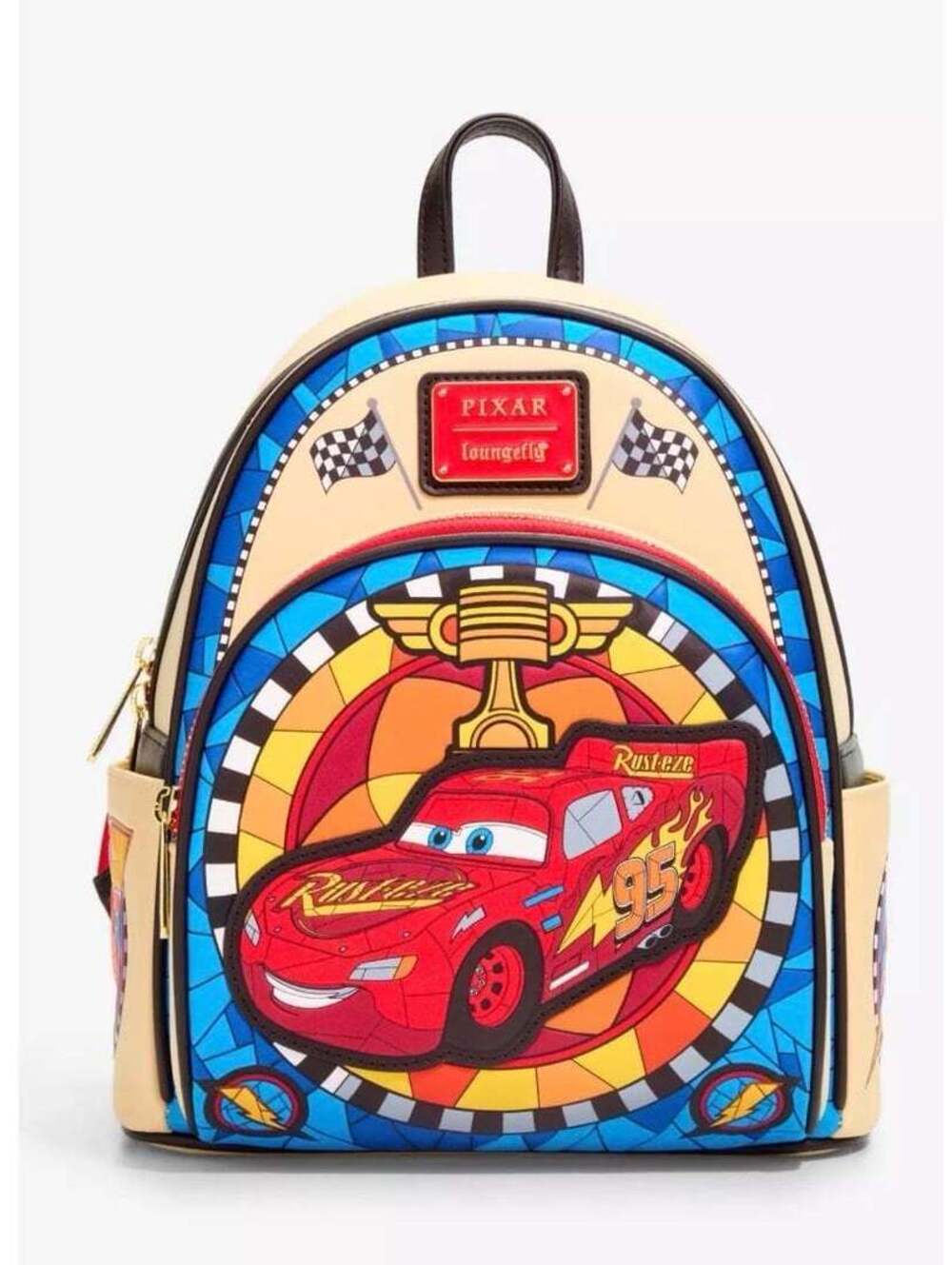 Loungefly Disney Cars Lightning McQueen Stained Glass Mini Backpack